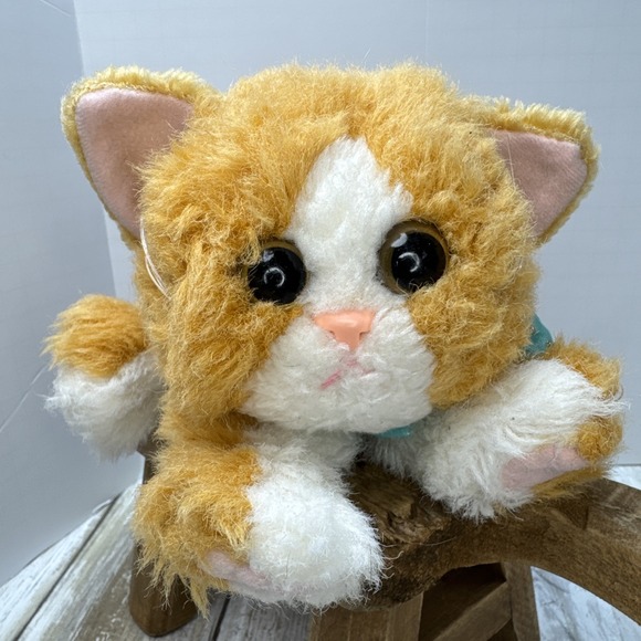 Kitty Kitty Kittens Orange White Blue Bow Purring‎ Cat Plush Vintage TYCO 1992